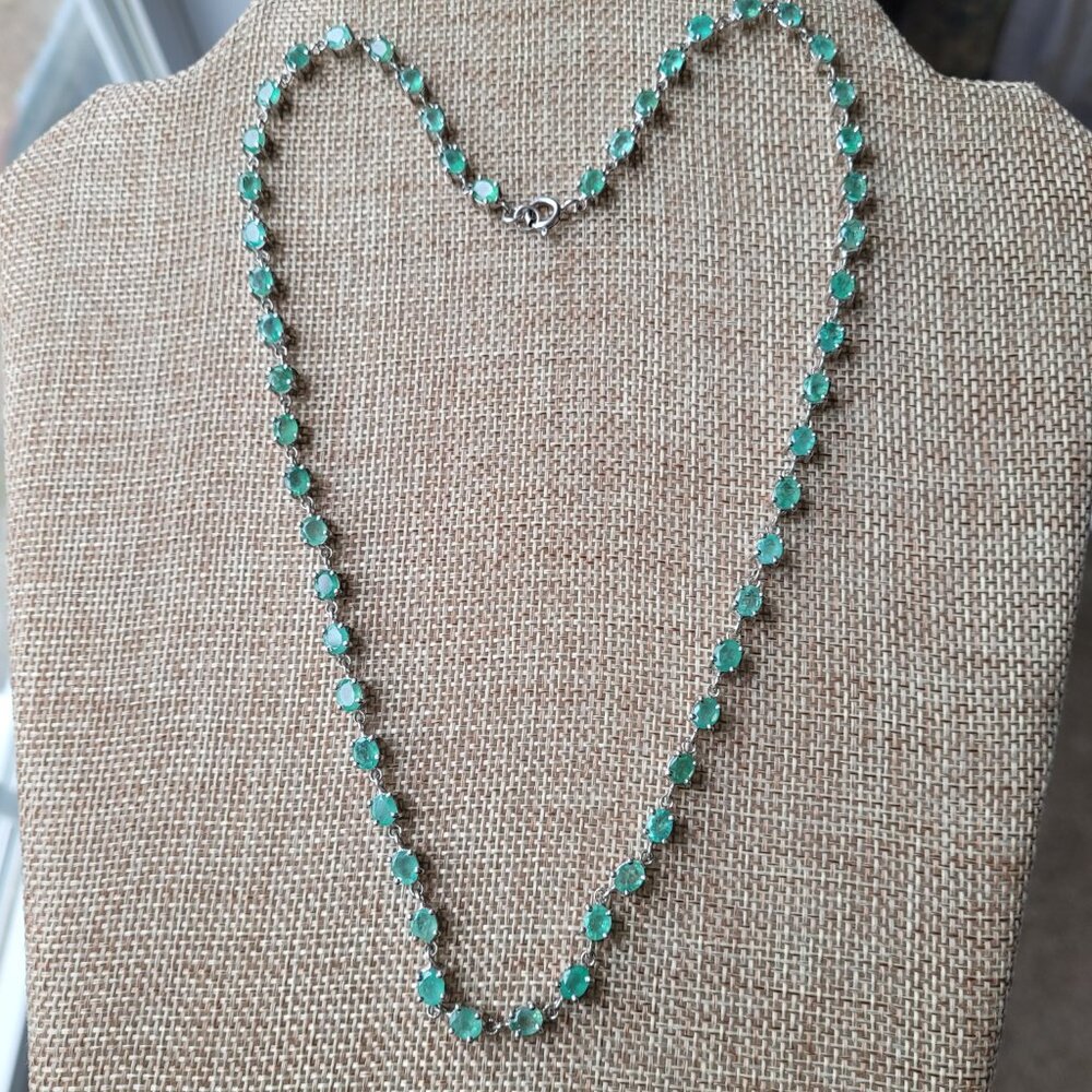 NFS Emerald Necklace 53 Natural Stones 12ct May Birthstone 20" Sterling - Picture 3 of 15
